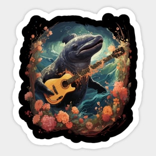 Whale Playing Guitar Sticker